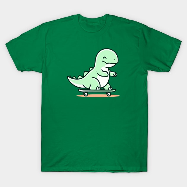 Cute Skateboarding Dinosaur T-Shirt by TeeTopiaNovelty